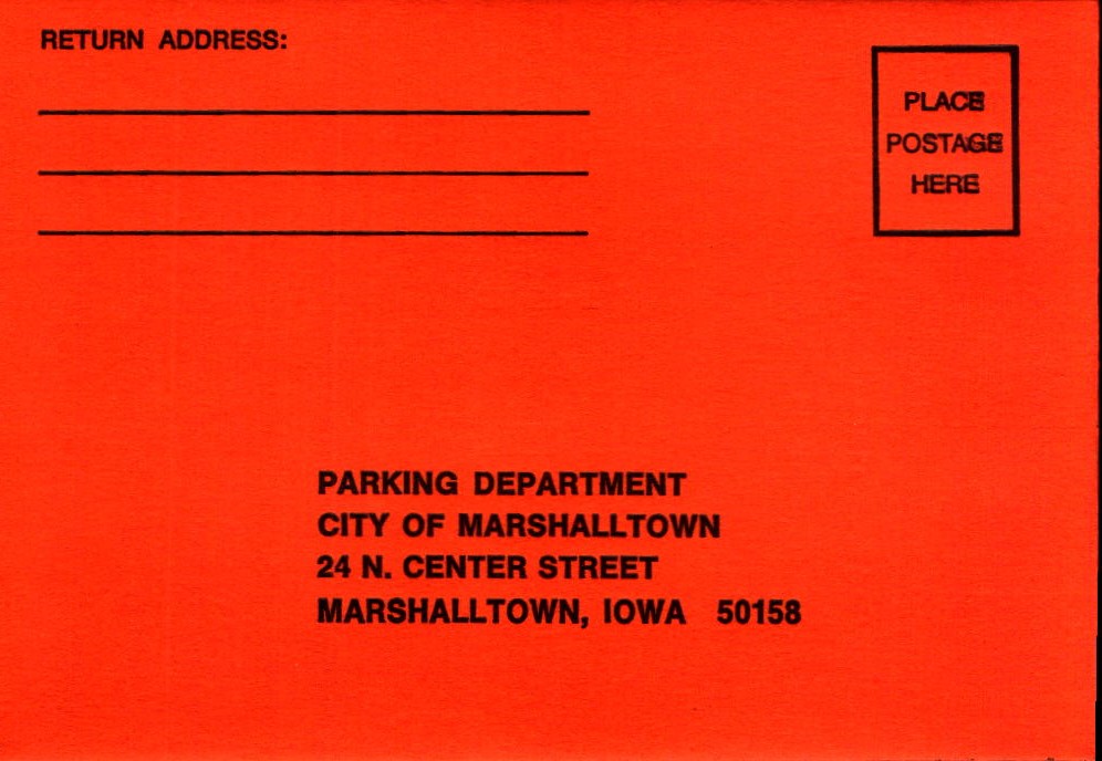 orange parking ticket envelope