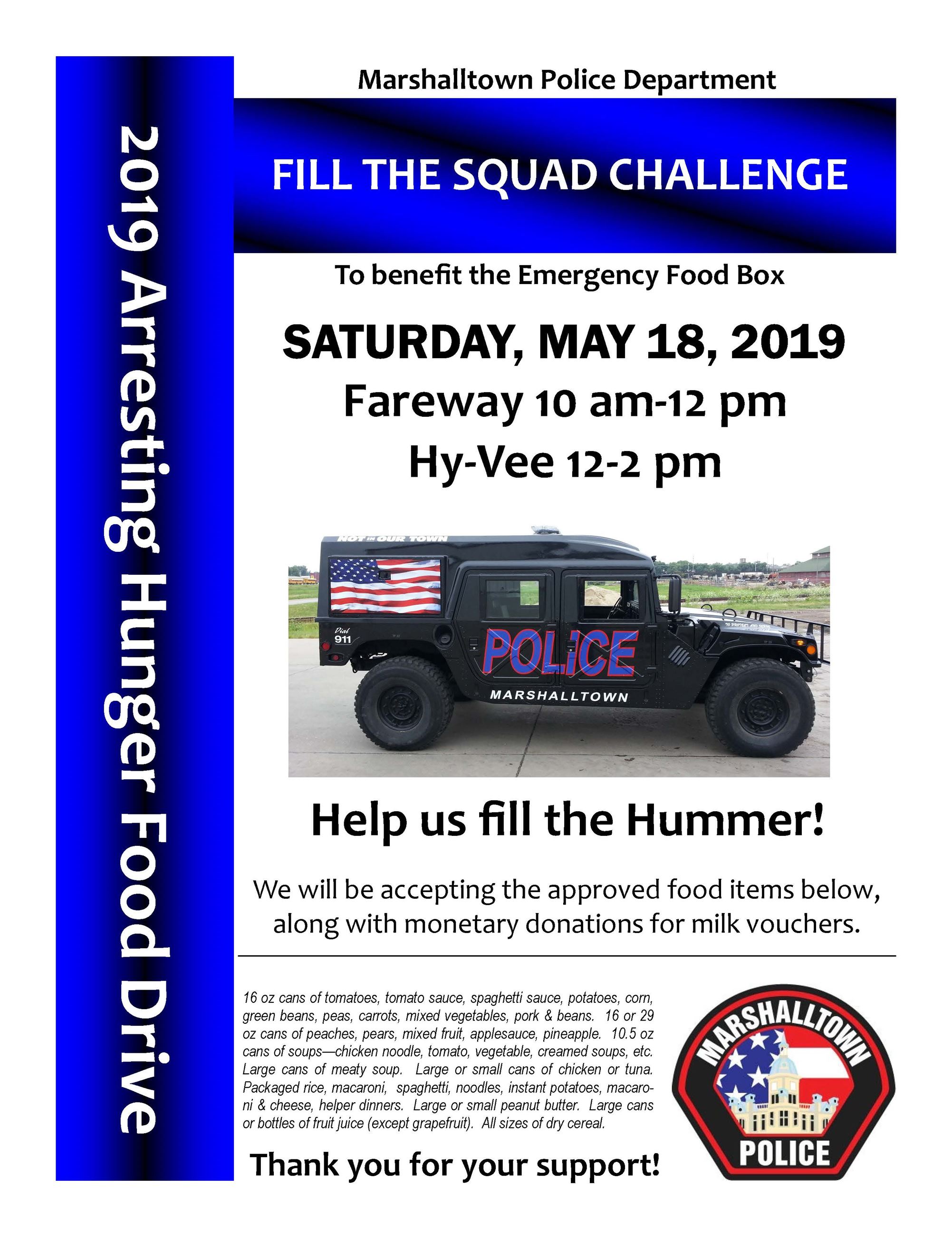 2019 Arresting Hunger Food Drive