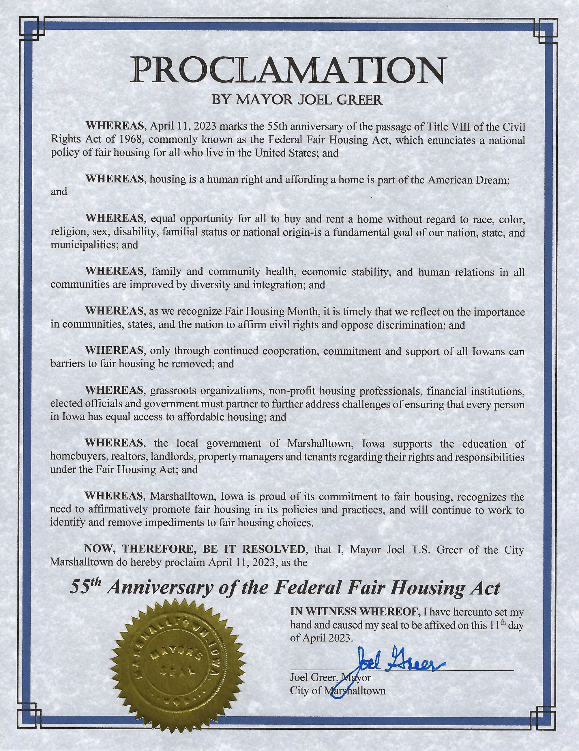2023-04-11_Federal Fair Housing Act Proclamation